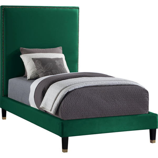 Meridian Harlie Twin Upholstered Platform Bed HarlieGreen-T IMAGE 1