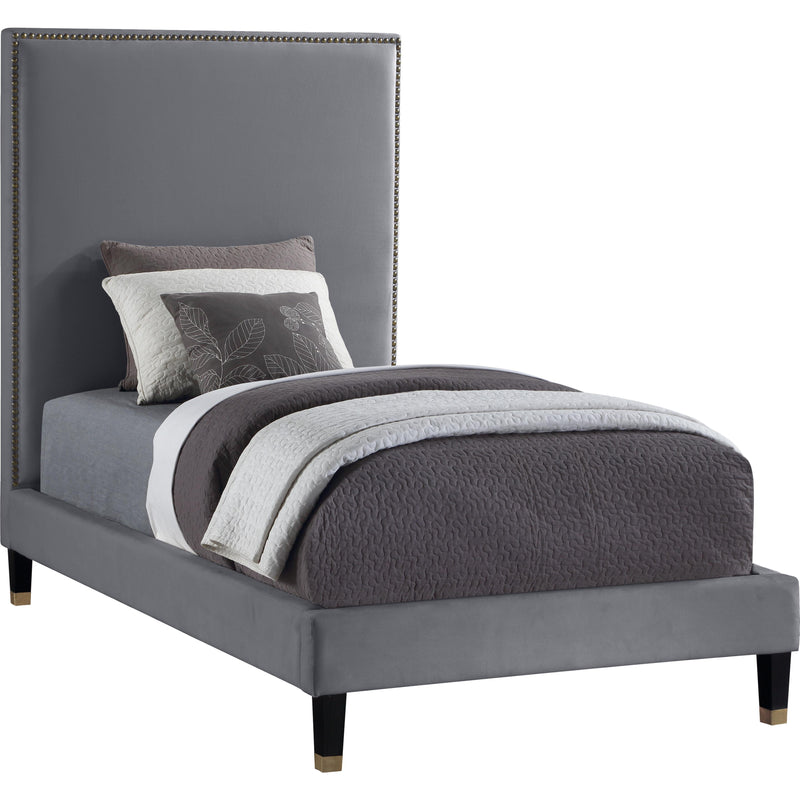 Meridian Harlie Twin Upholstered Platform Bed HarlieGrey-T IMAGE 1