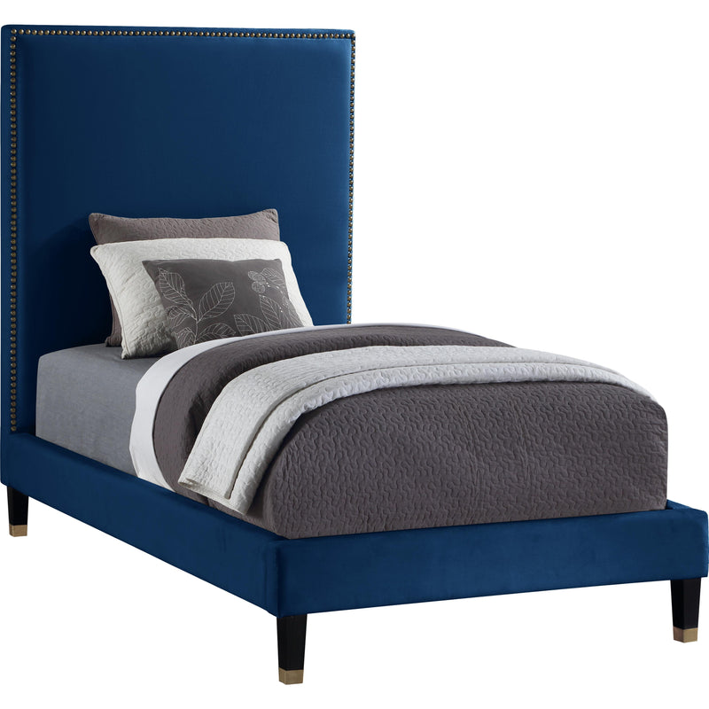 Meridian Harlie Twin Upholstered Platform Bed HarlieNavy-T IMAGE 1