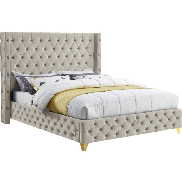 Meridian Savan Queen Upholstered Platform Bed SavanCream-Q IMAGE 1