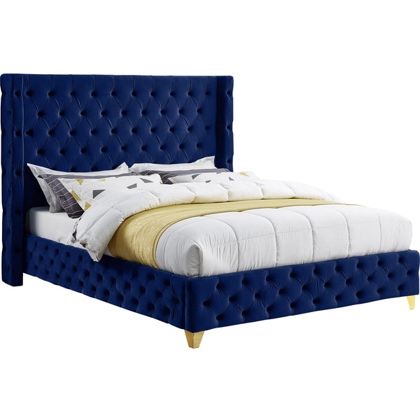 Meridian Savan Queen Upholstered Platform Bed SavanNavy-Q IMAGE 1