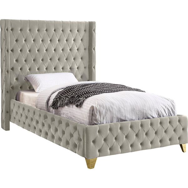 Meridian Savan Twin Upholstered Platform Bed SavanCream-T IMAGE 1