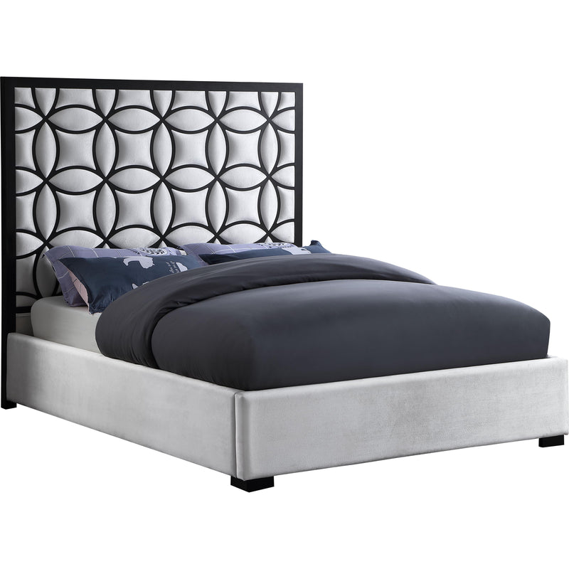 Meridian Taj Queen Upholstered Platform Bed TajWhite-Q IMAGE 1