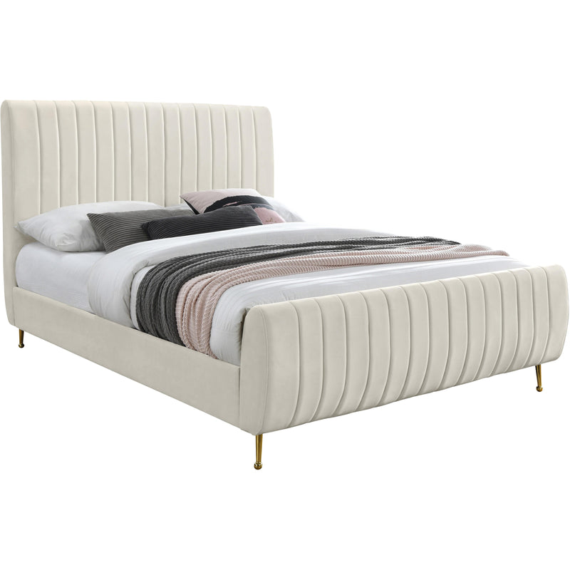 Meridian Zara King Upholstered Platform Bed ZaraCream-K IMAGE 1