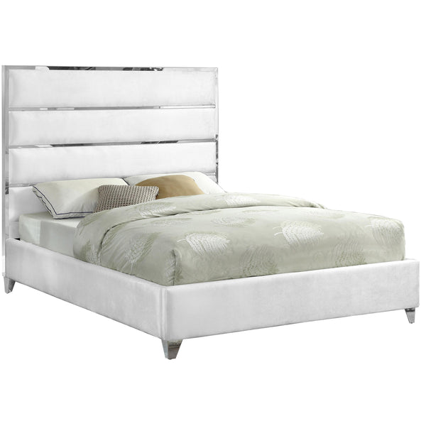 Meridian Zuma Full Upholstered Platform Bed ZumaWhite-F IMAGE 1