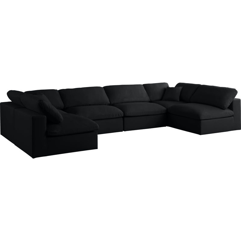 Meridian Plush Fabric Sectional 602Black-Sec6D IMAGE 1