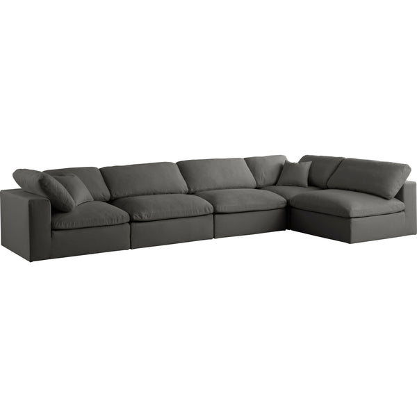 Meridian Plush Fabric Sectional 602Grey-Sec5D IMAGE 1