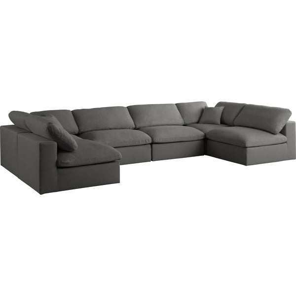 Meridian Plush Fabric Sectional 602Grey-Sec6D IMAGE 1