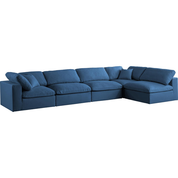 Meridian Plush Fabric Sectional 602Navy-Sec5D IMAGE 1