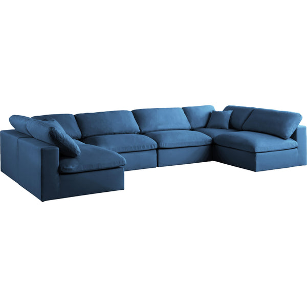 Meridian Plush Fabric Sectional 602Navy-Sec6D IMAGE 1