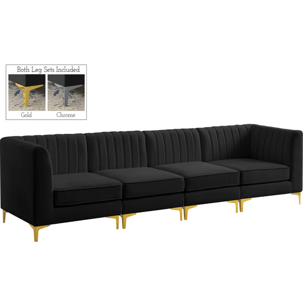 Meridian Alina Stationary Fabric Sofa 604Black-S119 IMAGE 1