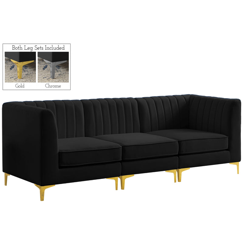 Meridian Alina Stationary Fabric Sofa 604Black-S93 IMAGE 1