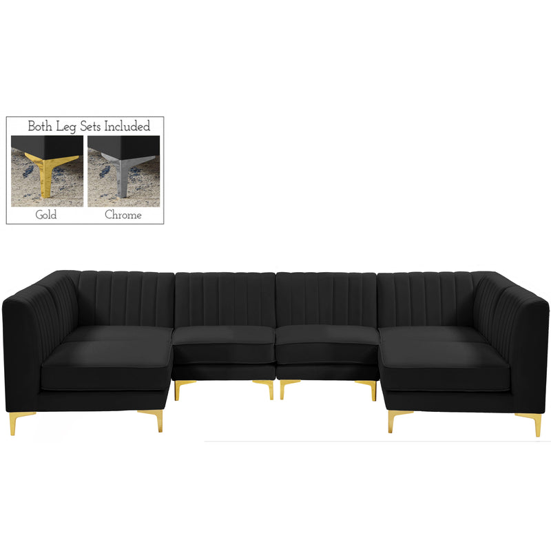 Meridian Alina Fabric Sectional 604Black-Sec4A IMAGE 1