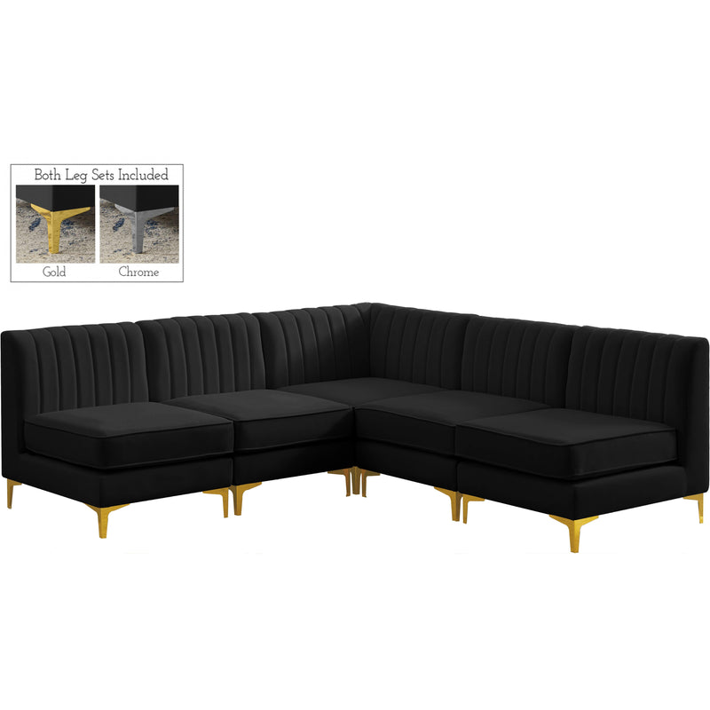 Meridian Alina Fabric Sectional 604Black-Sec5A IMAGE 1