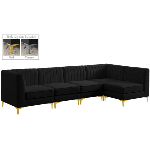 Meridian Alina Fabric Sectional 604Black-Sec5B IMAGE 1