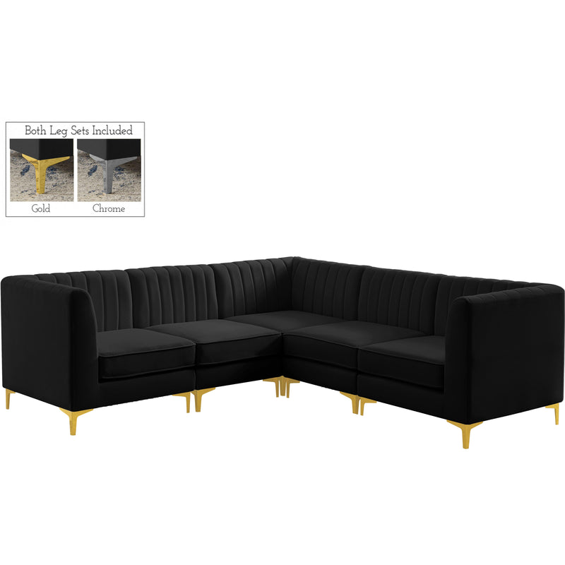 Meridian Alina Fabric Sectional 604Black-Sec5C IMAGE 1