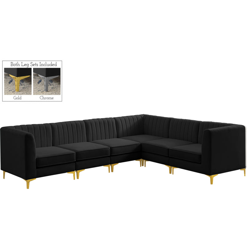 Meridian Alina Fabric Sectional 604Black-Sec6A IMAGE 1