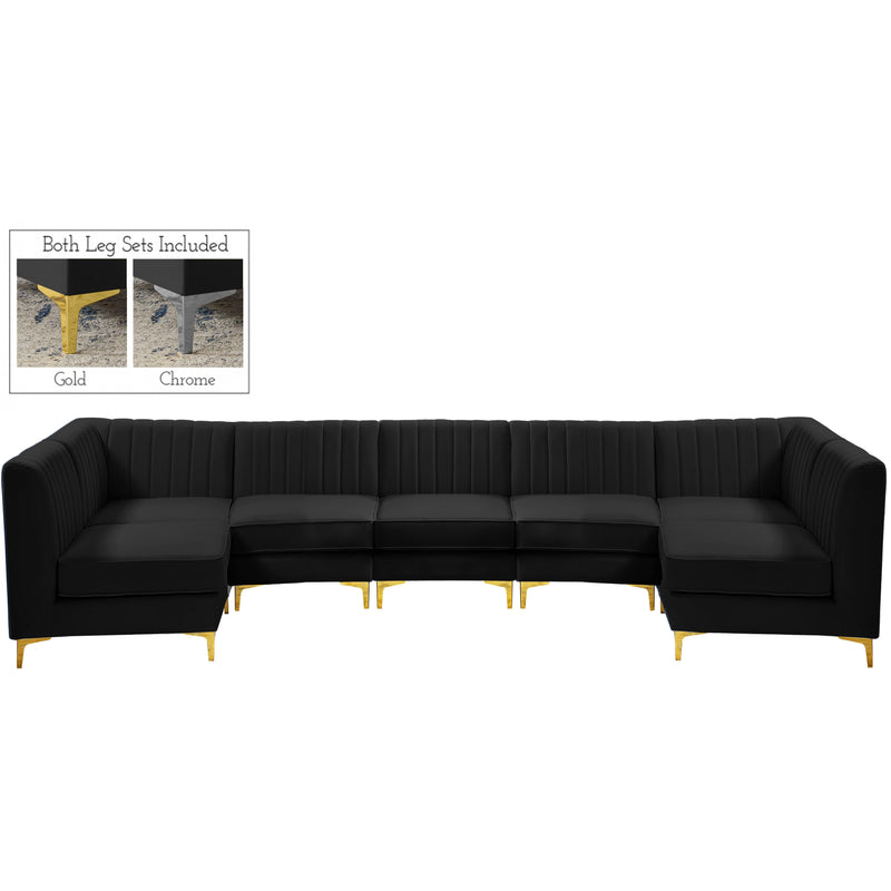 Meridian Alina Fabric Sectional 604Black-Sec7A IMAGE 1