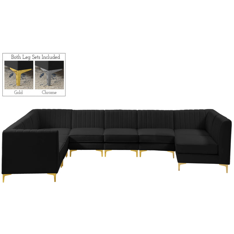 Meridian Alina Fabric Sectional 604Black-Sec8A IMAGE 1