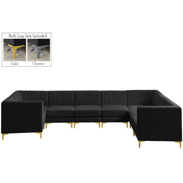 Meridian Alina Fabric Sectional 604Black-Sec8C IMAGE 1