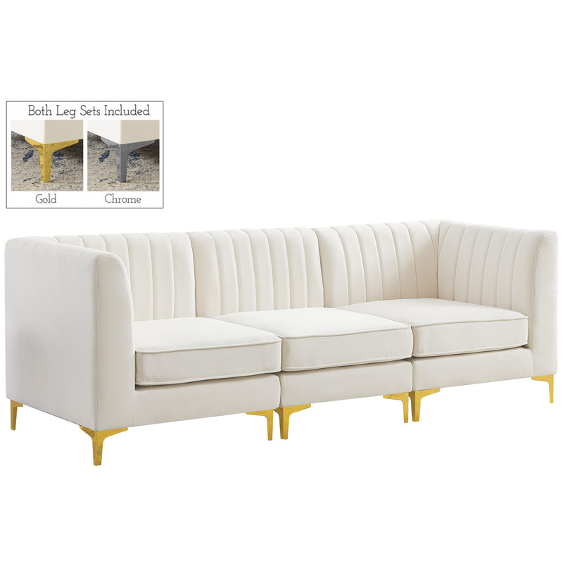 Meridian Alina Stationary Fabric Sofa 604Cream-S93 IMAGE 1