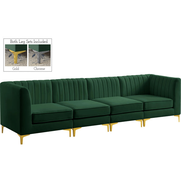 Meridian Alina Stationary Fabric Sofa 604Green-S119 IMAGE 1