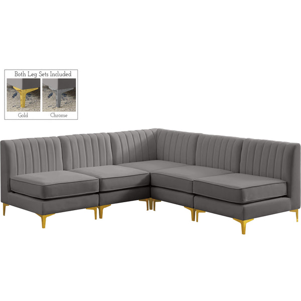 Meridian Alina Fabric Sectional 604Grey-Sec5A IMAGE 1