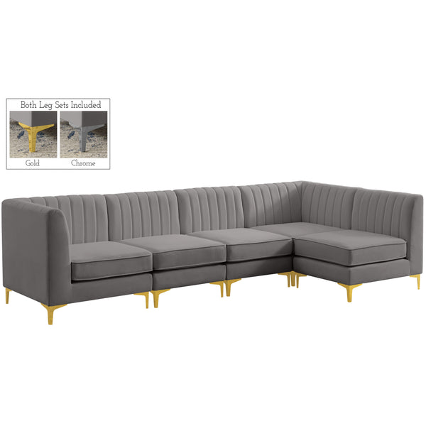 Meridian Alina Fabric Sectional 604Grey-Sec5B IMAGE 1