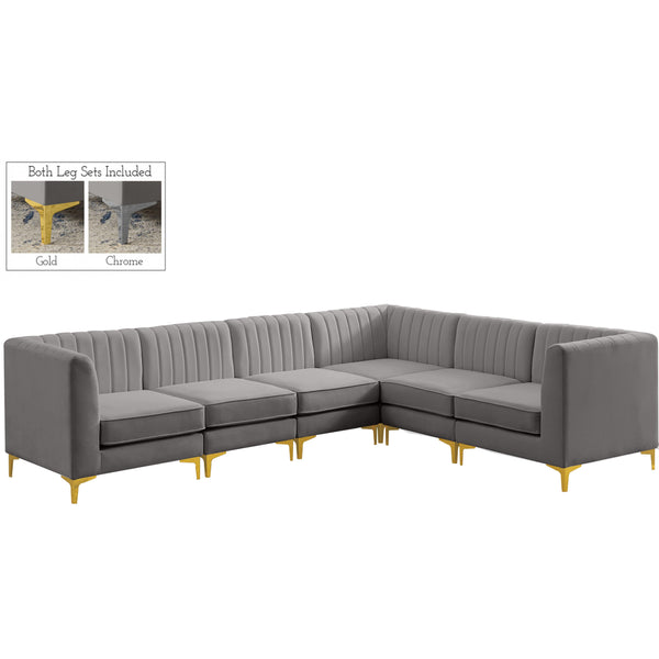 Meridian Alina Fabric Sectional 604Grey-Sec6A IMAGE 1