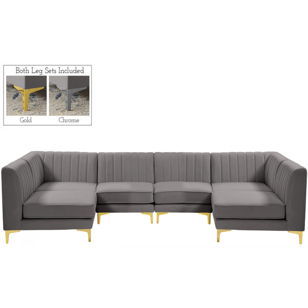 Meridian Alina Fabric Sectional 604Grey-Sec6B IMAGE 1