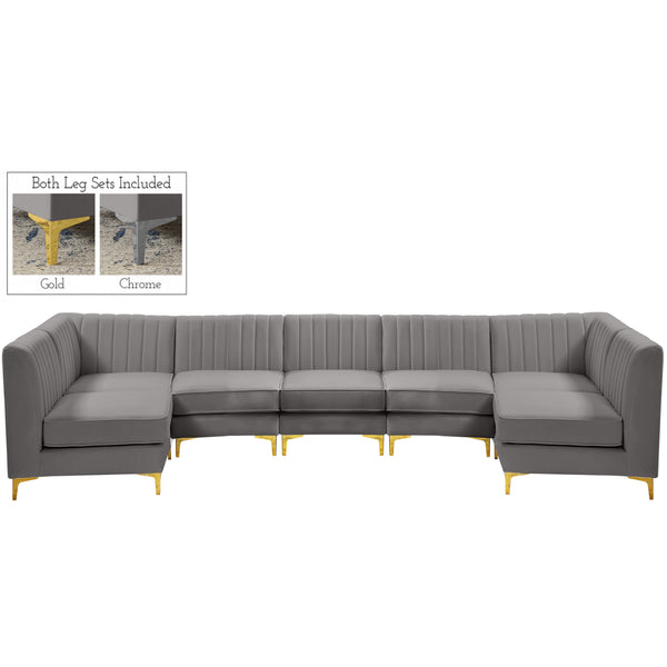 Meridian Alina Fabric Sectional 604Grey-Sec7A IMAGE 1