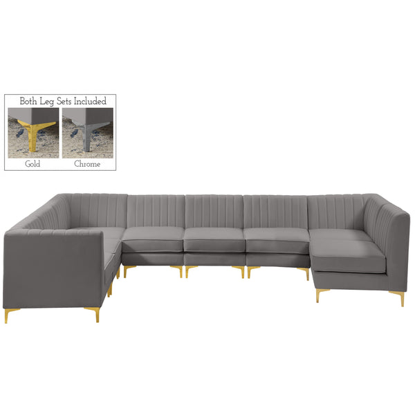 Meridian Alina Fabric Sectional 604Grey-Sec8A IMAGE 1