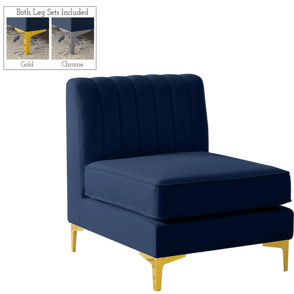 Meridian Alina Stationary Fabric Chair 604Navy-Armless IMAGE 1