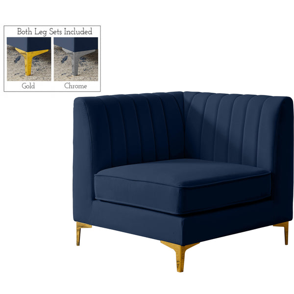 Meridian Alina Stationary Fabric Chair 604Navy-Corner IMAGE 1