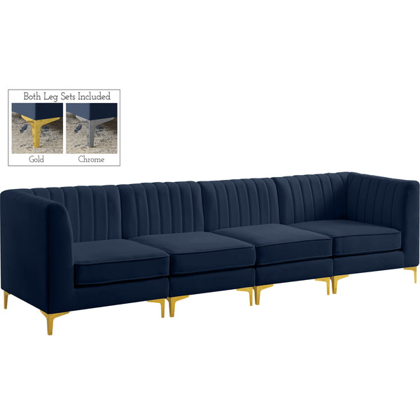 Meridian Alina Stationary Fabric Sofa 604Navy-S119 IMAGE 1