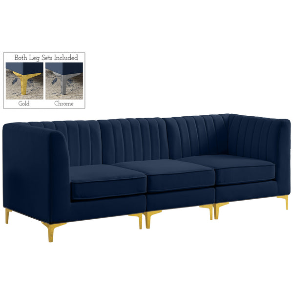 Meridian Alina Stationary Fabric Sofa 604Navy-S93 IMAGE 1