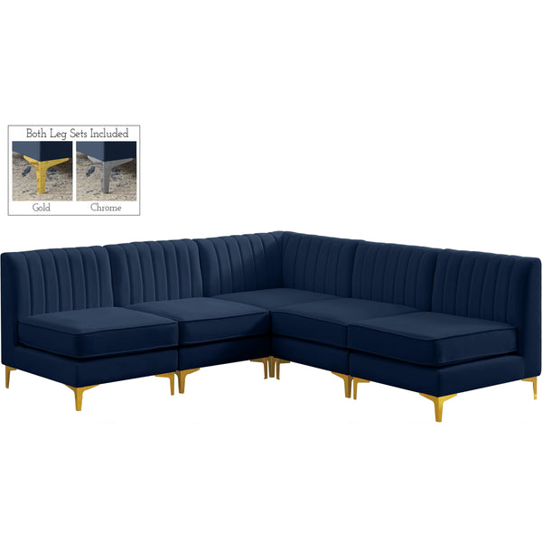 Meridian Alina Fabric Sectional 604Navy-Sec5A IMAGE 1