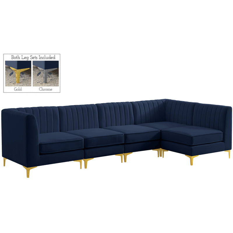 Meridian Alina Fabric Sectional 604Navy-Sec5B IMAGE 1