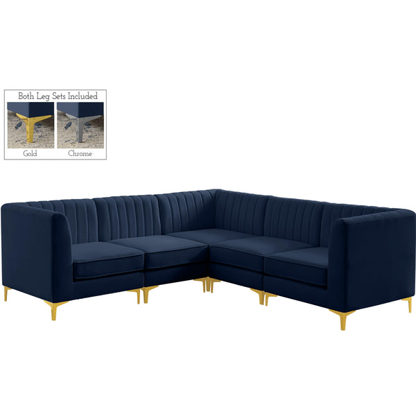 Meridian Alina Fabric Sectional 604Navy-Sec5C IMAGE 1