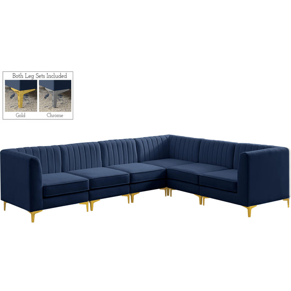 Meridian Alina Fabric Sectional 604Navy-Sec6A IMAGE 1