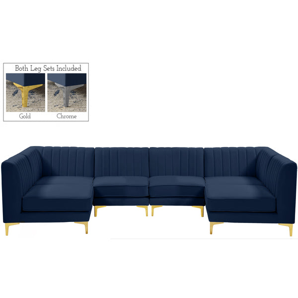 Meridian Alina Fabric Sectional 604Navy-Sec6B IMAGE 1