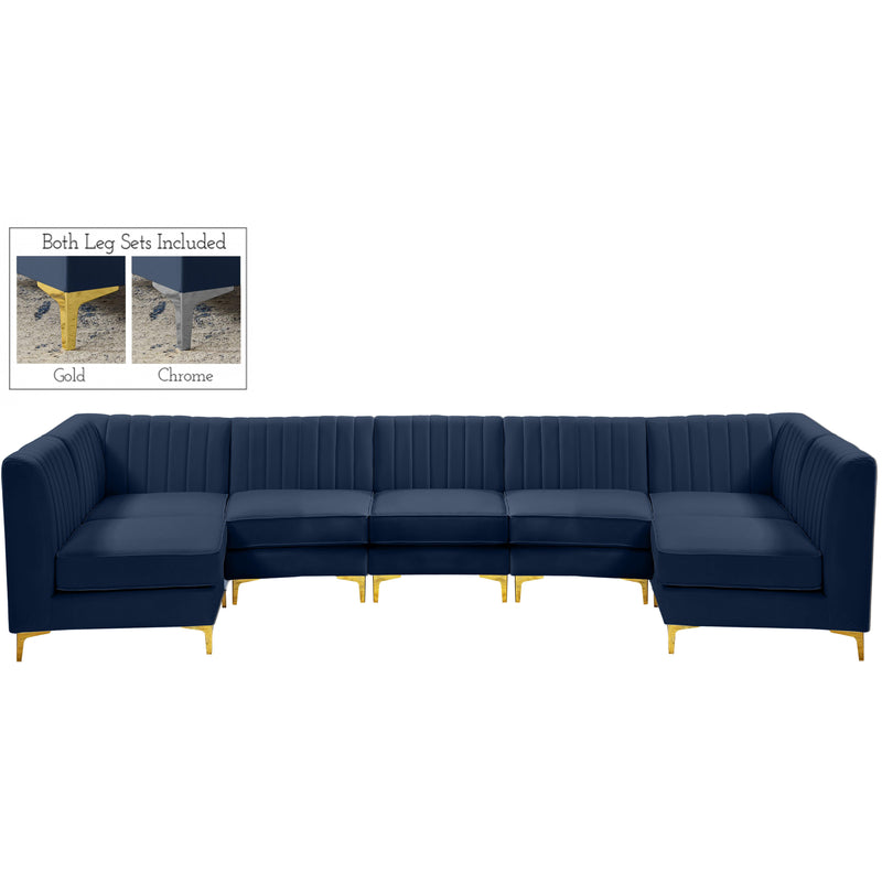 Meridian Alina Fabric Sectional 604Navy-Sec7A IMAGE 1