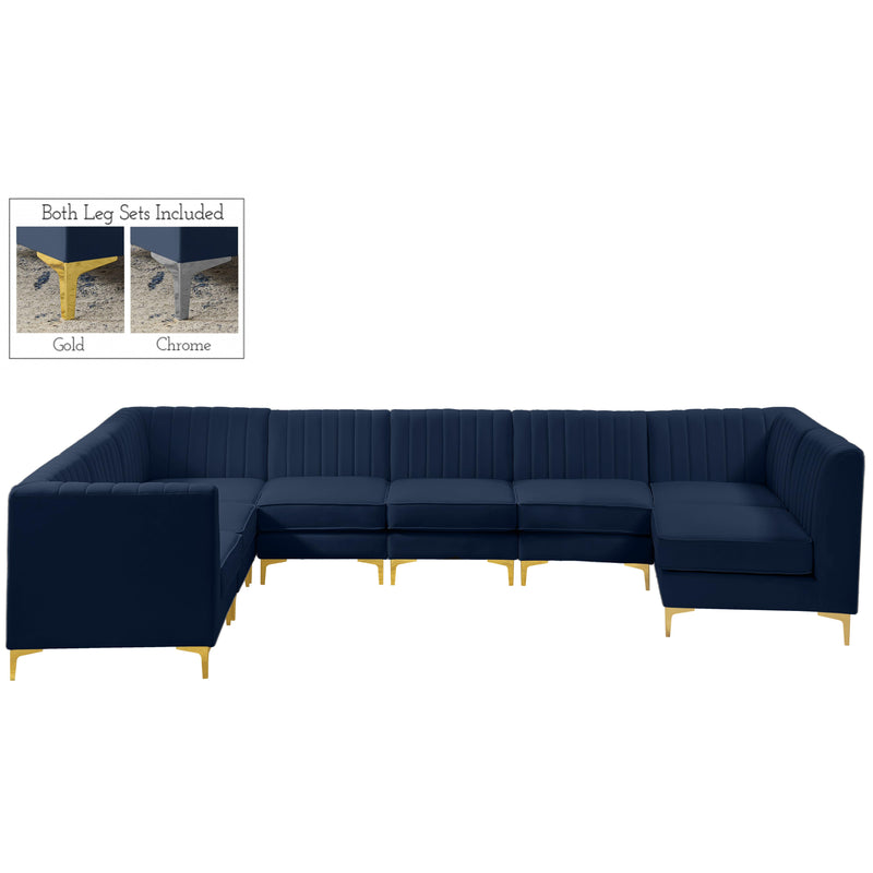 Meridian Alina Fabric Sectional 604Navy-Sec8A IMAGE 1