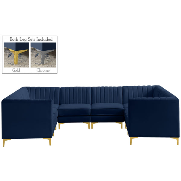 Meridian Alina Fabric Sectional 604Navy-Sec8B IMAGE 1