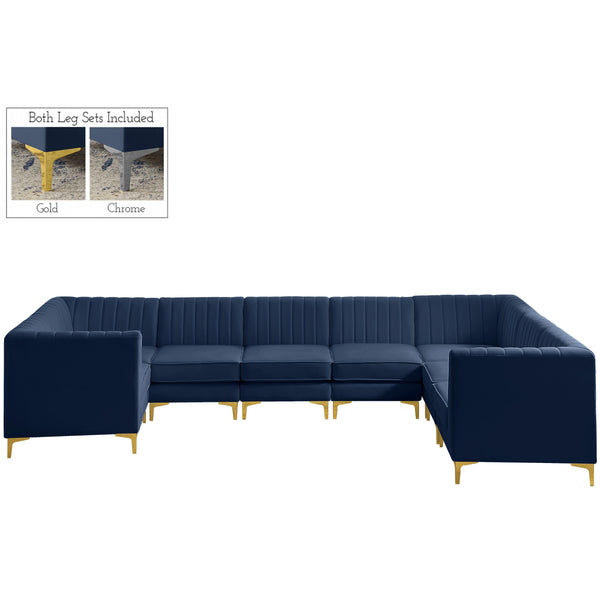 Meridian Alina Fabric Sectional 604Navy-Sec8C IMAGE 1