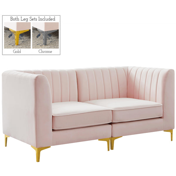 Meridian Alina Stationary Fabric Sofa 604Pink-S67 IMAGE 1