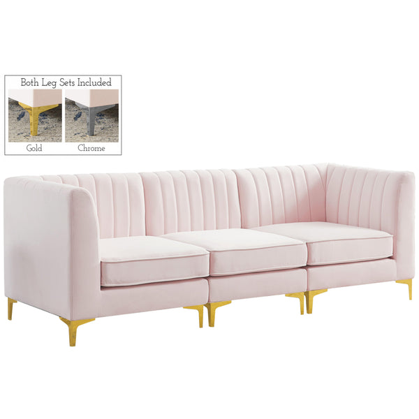 Meridian Alina Stationary Fabric Sofa 604Pink-S93 IMAGE 1