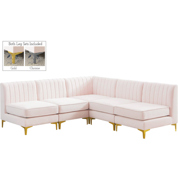 Meridian Alina Fabric Sectional 604Pink-Sec5A IMAGE 1