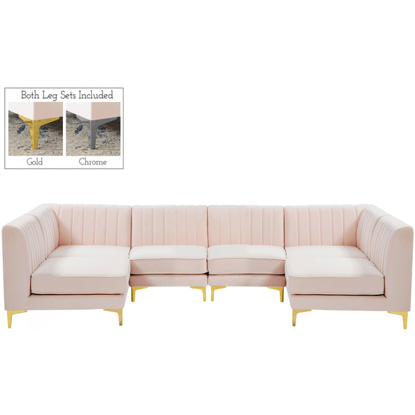 Meridian Alina Fabric Sectional 604Pink-Sec6B IMAGE 1