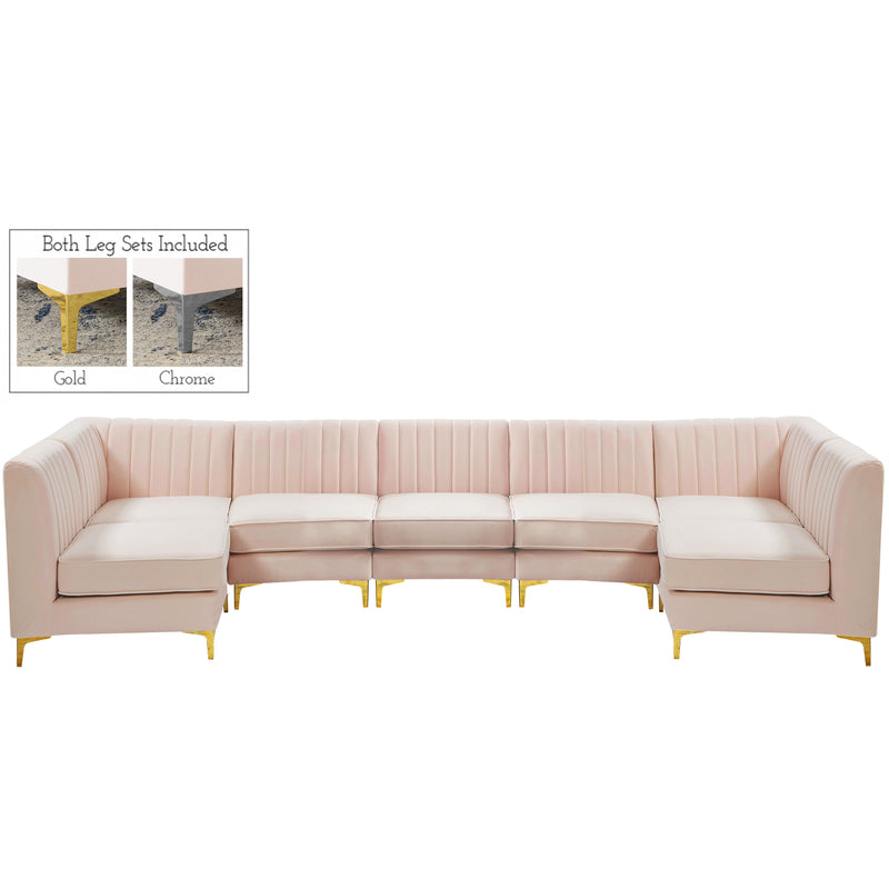 Meridian Alina Fabric Sectional 604Pink-Sec7A IMAGE 1